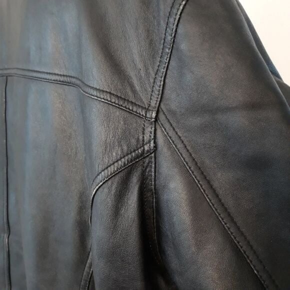 Guess Genuine Leather Men’s Jacket XXL Multi Pockets Front Zip - Picture 9 of 11
